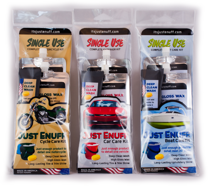 Just Enuff Complete Care Kits for Motorcycle, Car and Boat